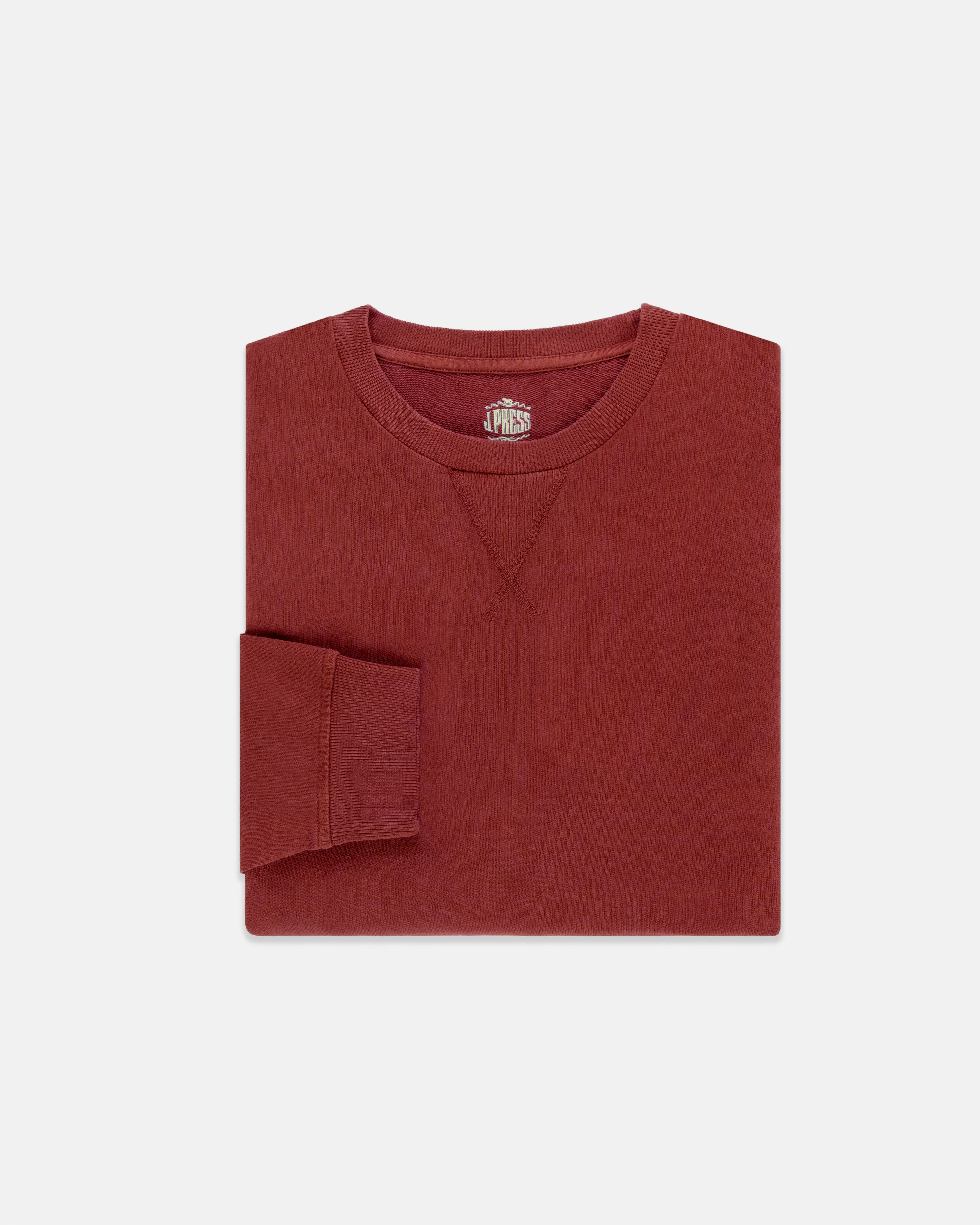 DARK RED COTTON CREWNECK SWEATSHIRT - 1