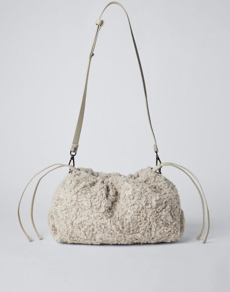 Dazzling flowers embroidery bag with shiny strap 1