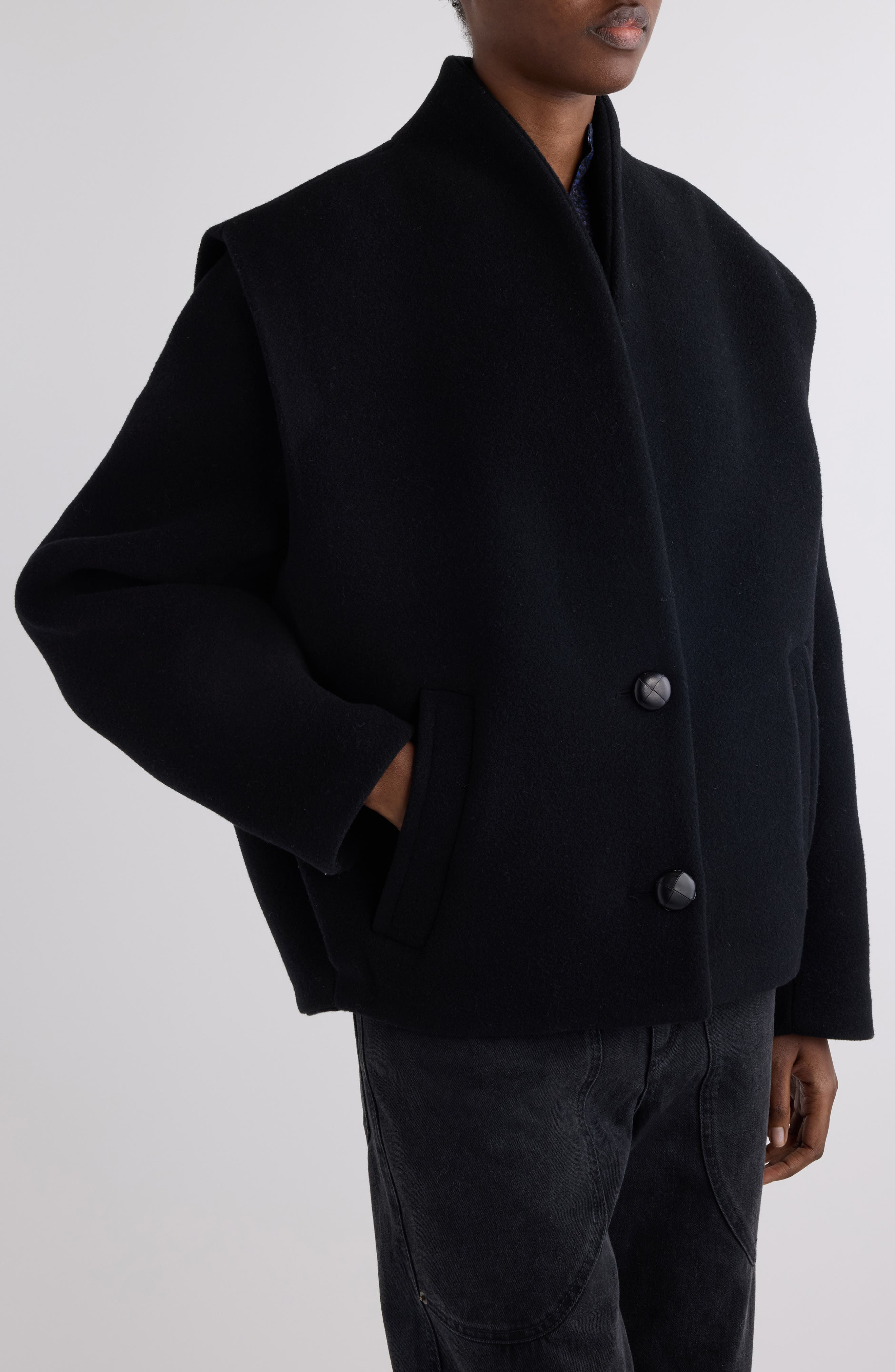 Isabel Marant Dyogo Wool Blend Felt Jacket in Black at Nordstrom - 5