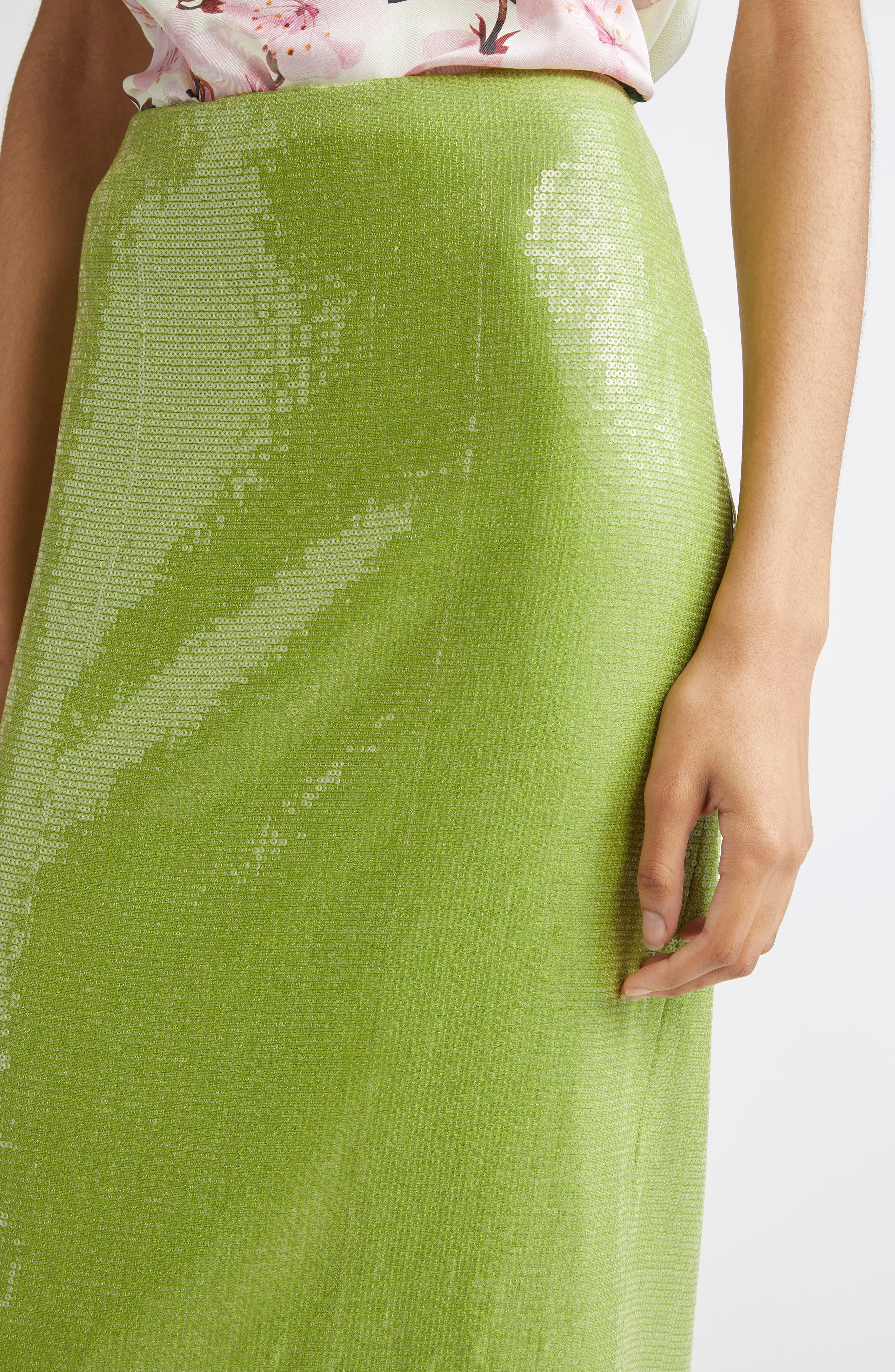 Oscar de la Renta Sequin Jersey Pencil Skirt in Fern at Nordstrom - 5