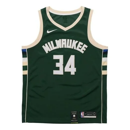 Nike NBA Sports Basketball Jersey/Vest SW Fan Edition Milwaukee Bucks Alphabet 34 Green 864489-323 - 1