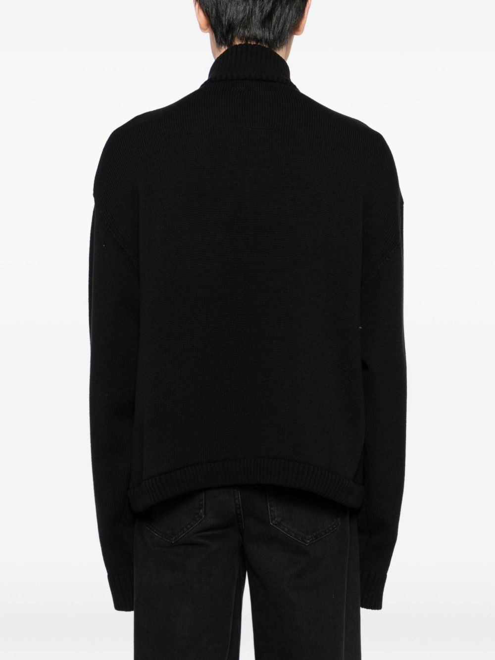 stripe-detail high-neck cardigan - 4