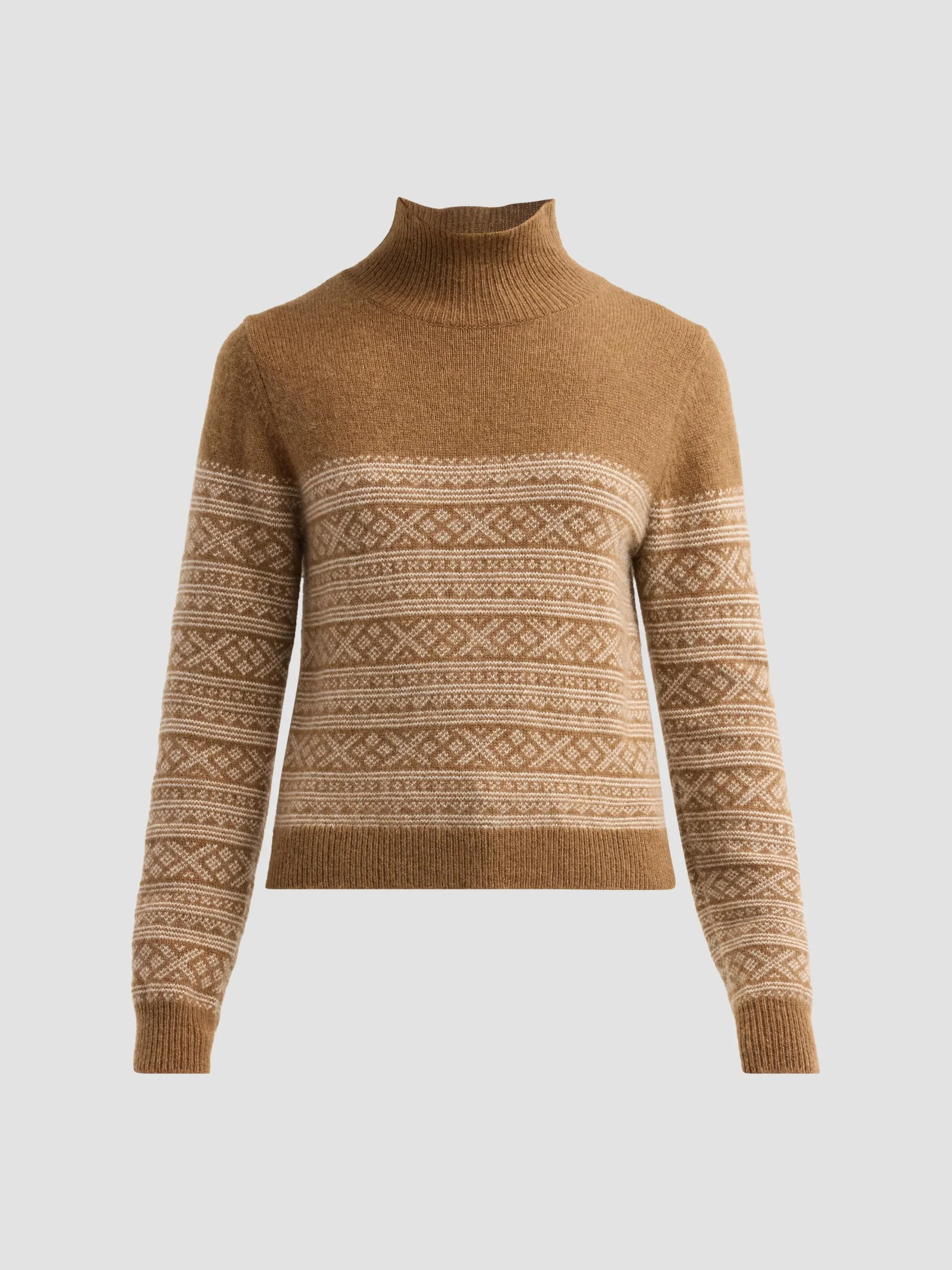 Women's Fellini Fair-Isle Cashmere-Alpaca Sweater - Dark Camel Warm Stone - 1