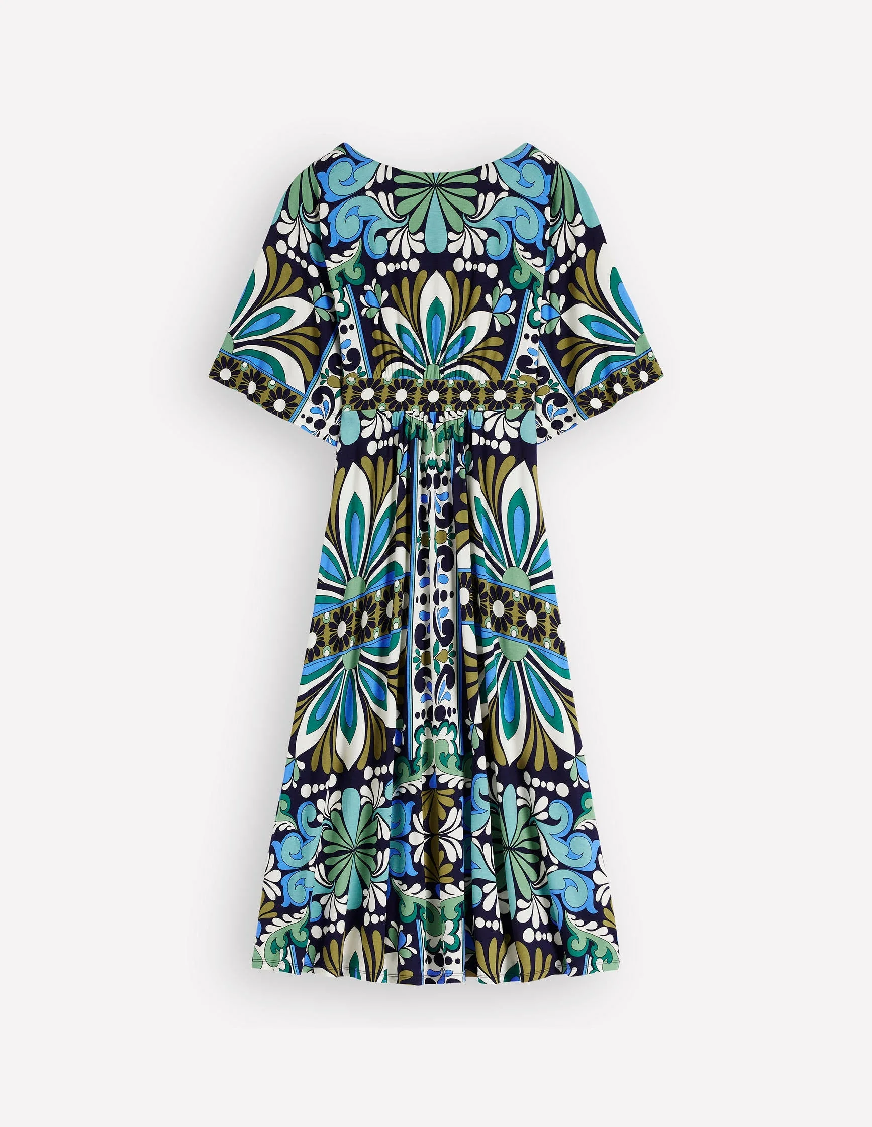 Imelda Kimono Jersey Dress-Navy, Bloom Tapestry - 1