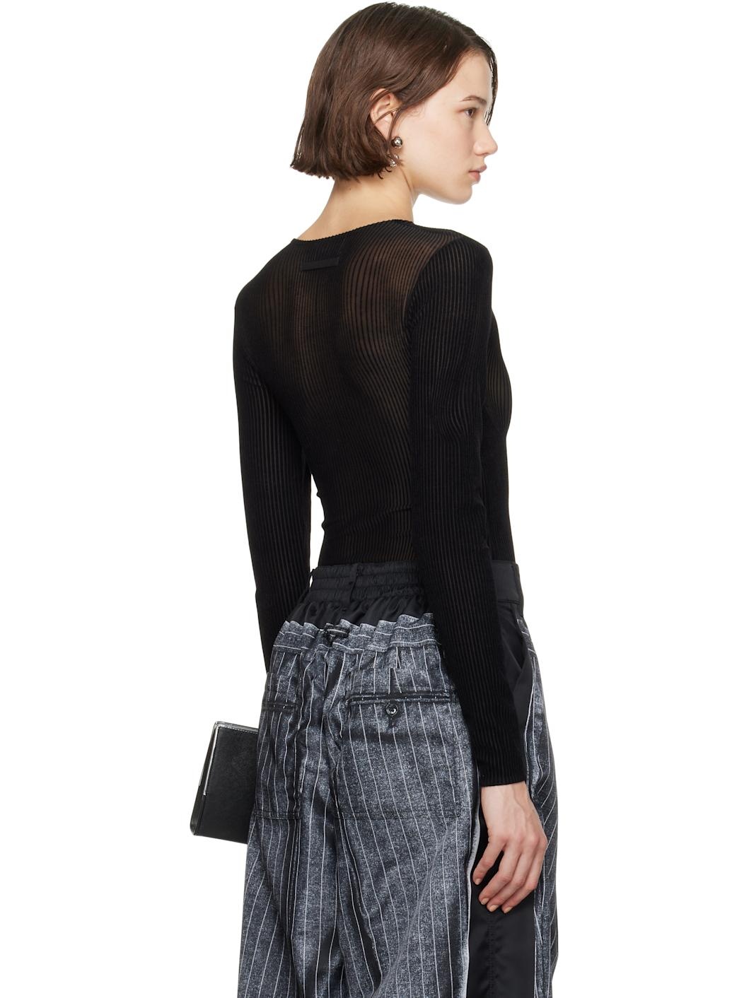 Black 'The Morphing Pinstripes' Bodysuit - 3