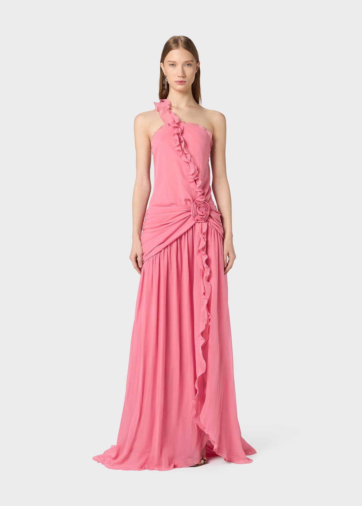 ONE-SHOULDER DRESS IN SILK GEORGETTE - 3