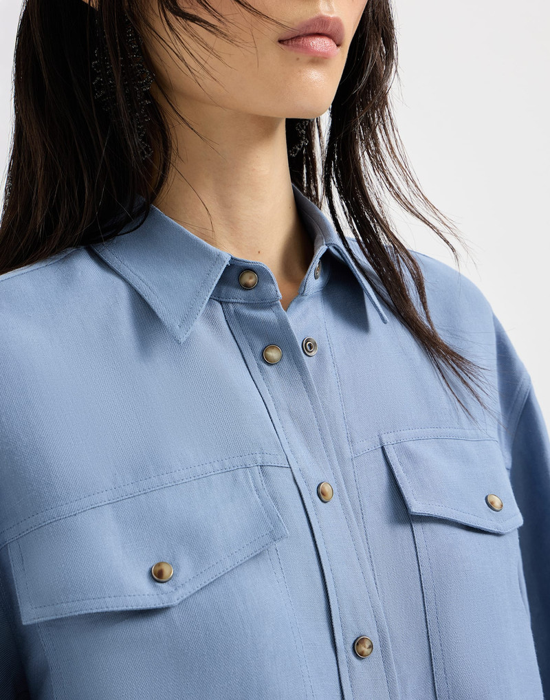 Viscose and linen fluid twill shirt 4