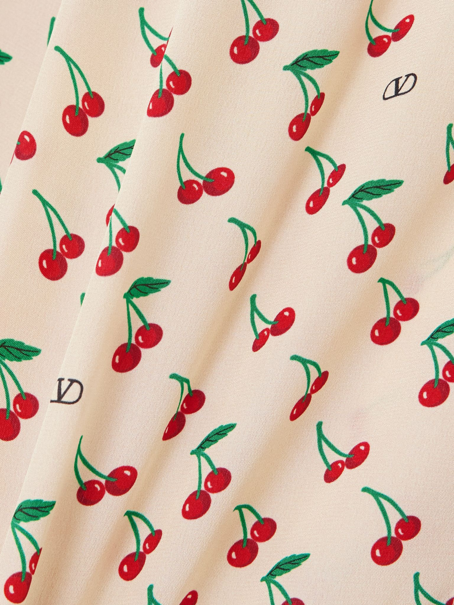 Printed silk crepe de chine shirt Cream - 5