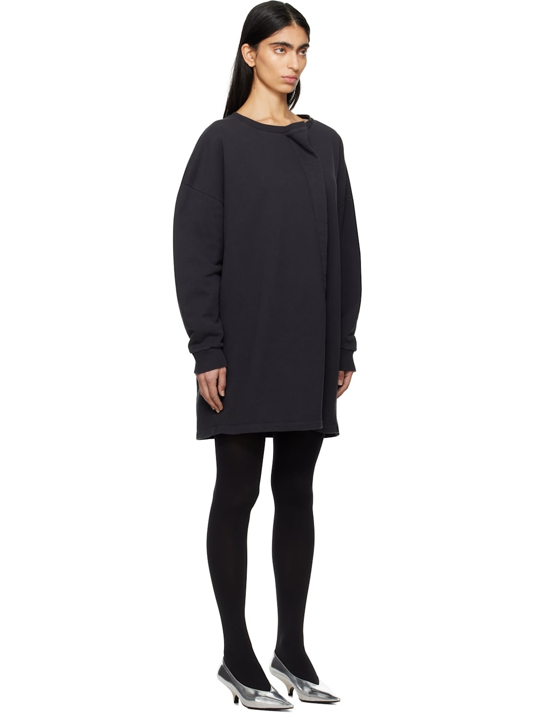 Black Sweat Jersey Darting Minidress - 2