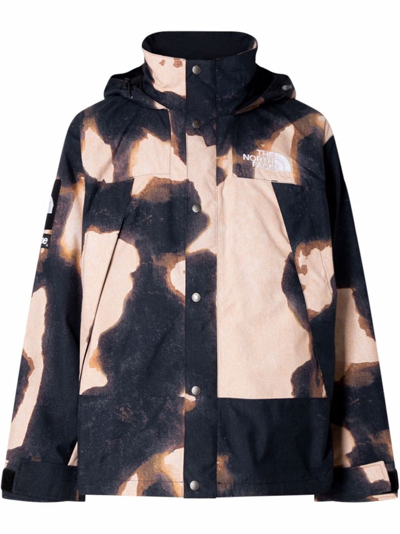 x TNF bleached denim print mountain jacket 1
