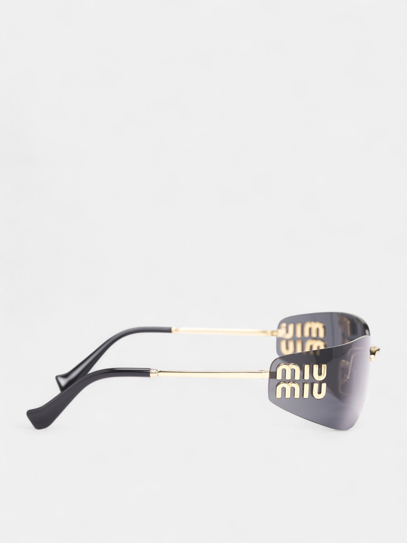 Miu Miu Gold-Tone Metal Shield Sunglasses outlook