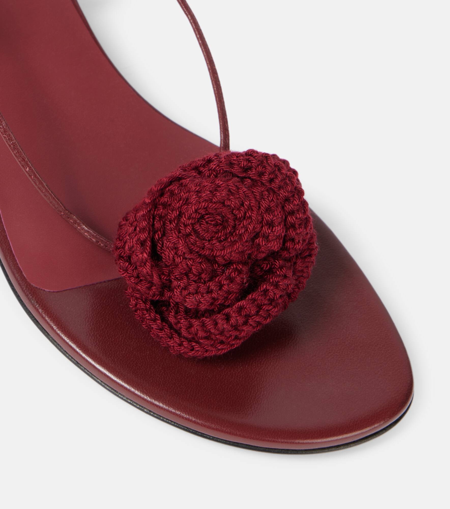 Floral-appliqué leather sandals - 5