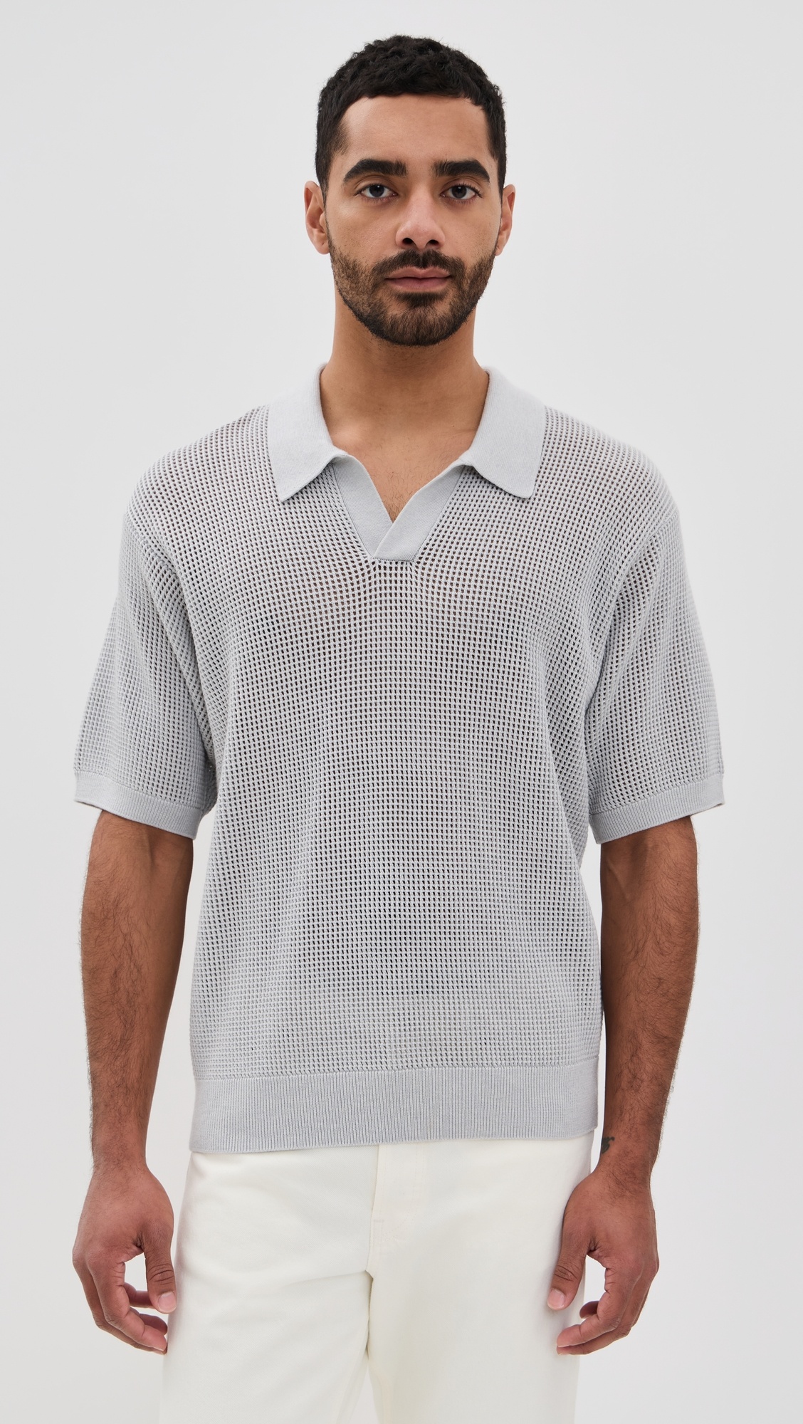 Open Weave Polo Sweater - 6