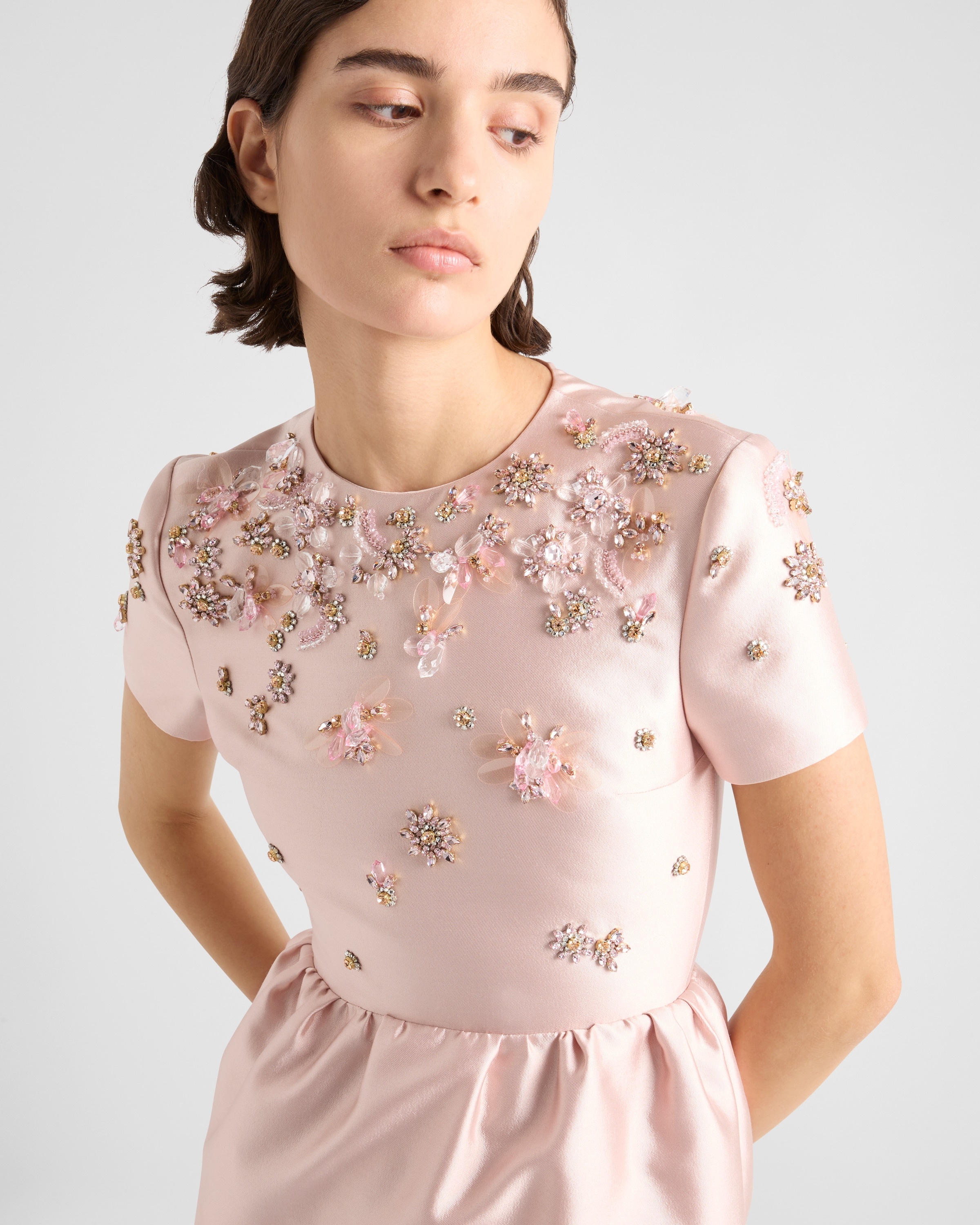 Long embroidered silk and wool dress - 4