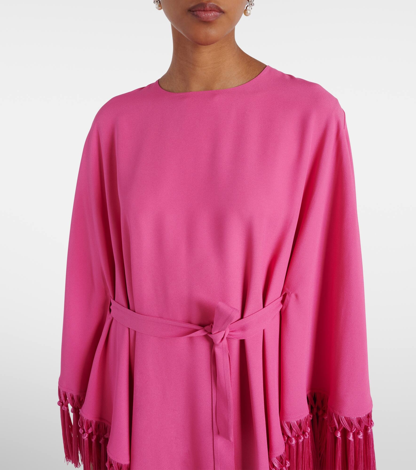 Fringed crêpe cady kaftan - 4
