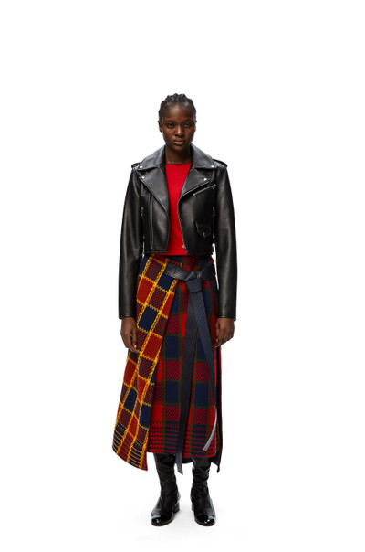 Loewe Wrap skirt leather belt in check wool outlook