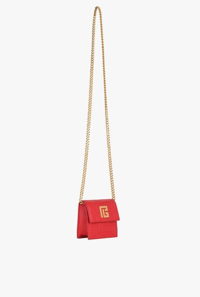 Balmain Red debossed leather chain card holder with Balmain monogram outlook