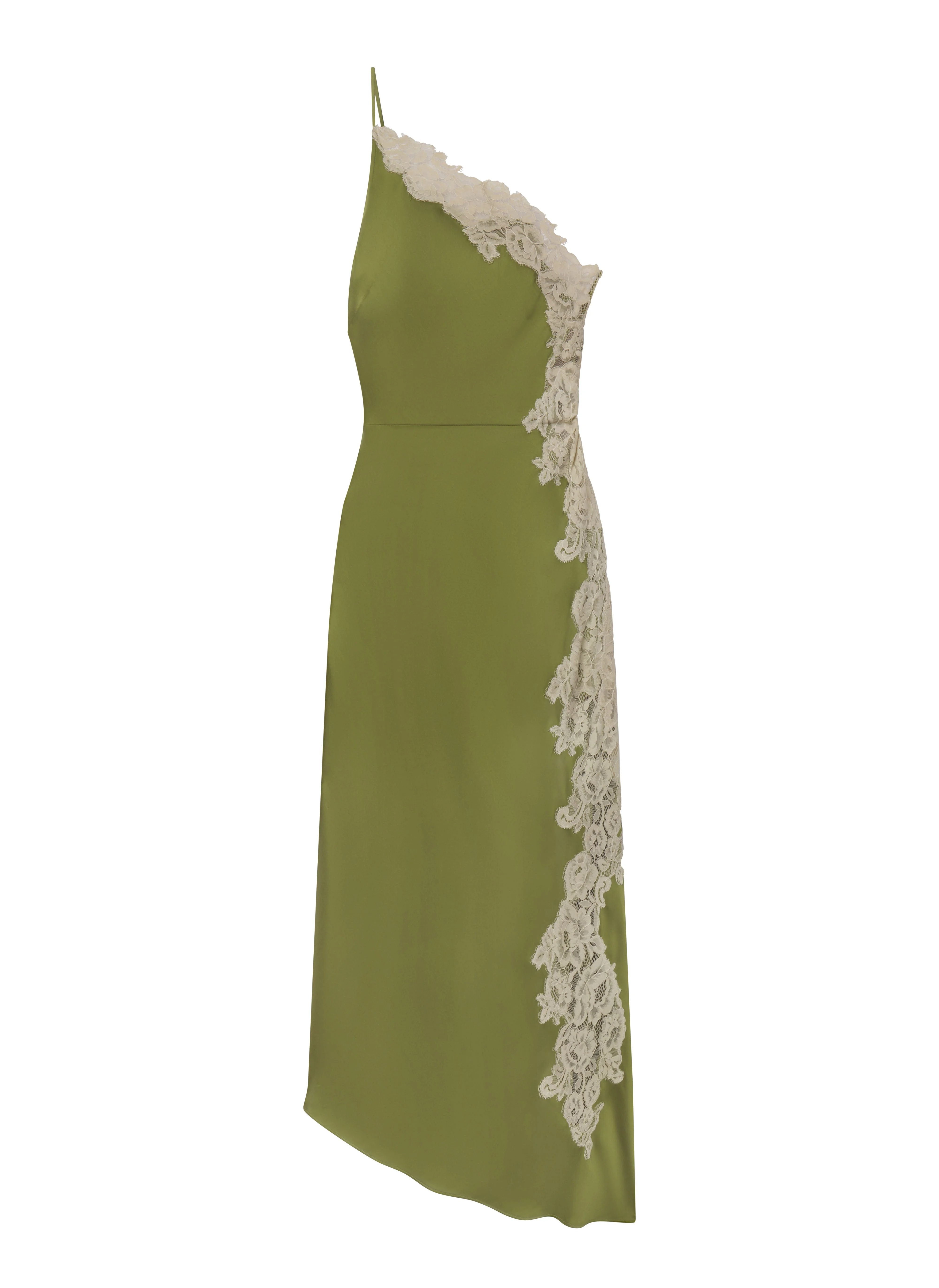 Lou Satin and Lace Midi Dress - 1