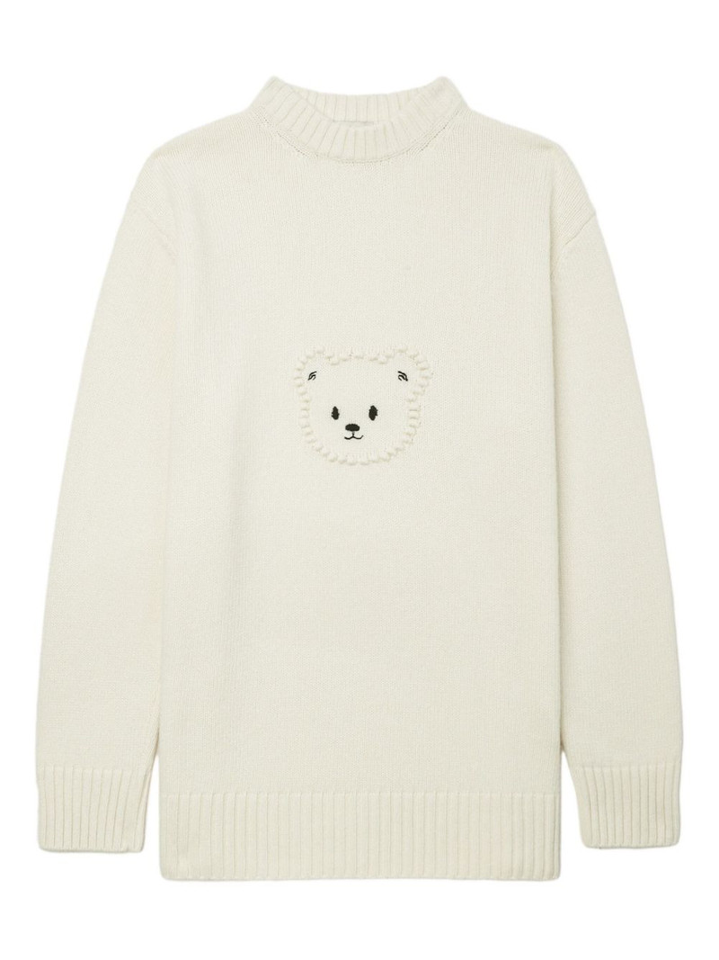 bear-embroidered crew-neck sweater 1