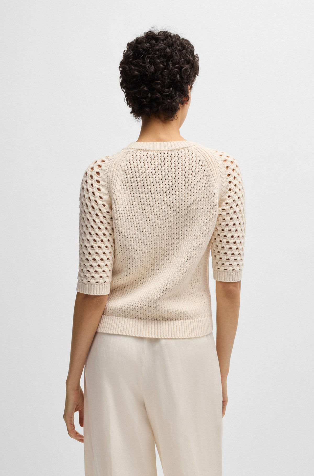 SWEATER WITH MIXED KNITS - 4