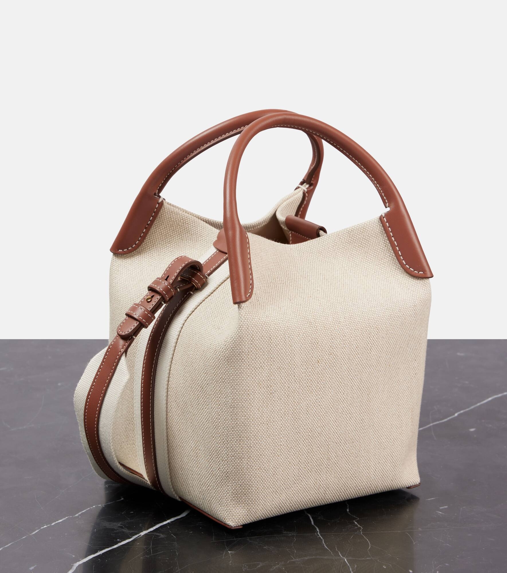 Bale Small leather-trimmed canvas tote bag - 4