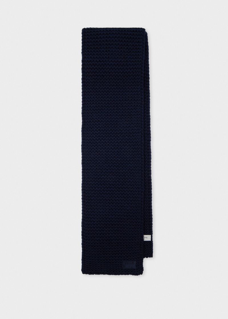 Navy Chunky Knit Wool Scarf 1