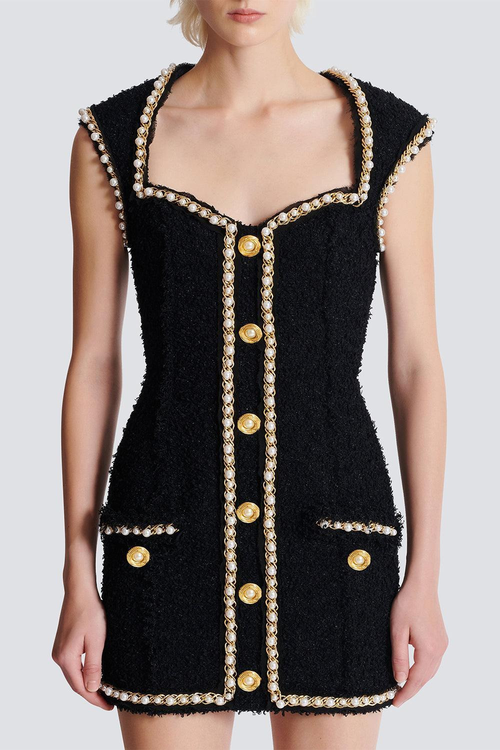 Open Neck Chain Detail Dress - 3