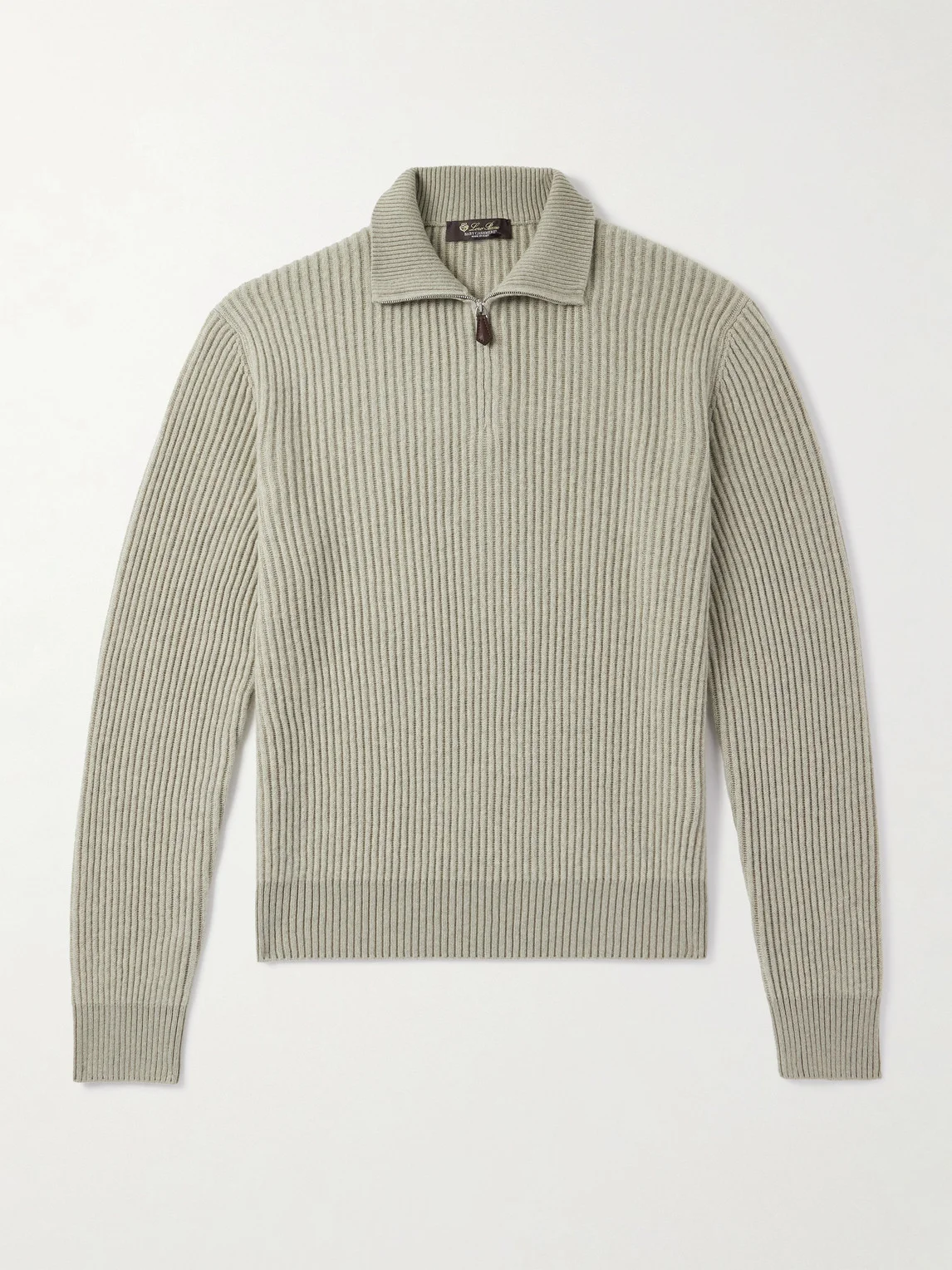 Plane Tree Ribbed Cashmere Half-Zip Sweater - 1