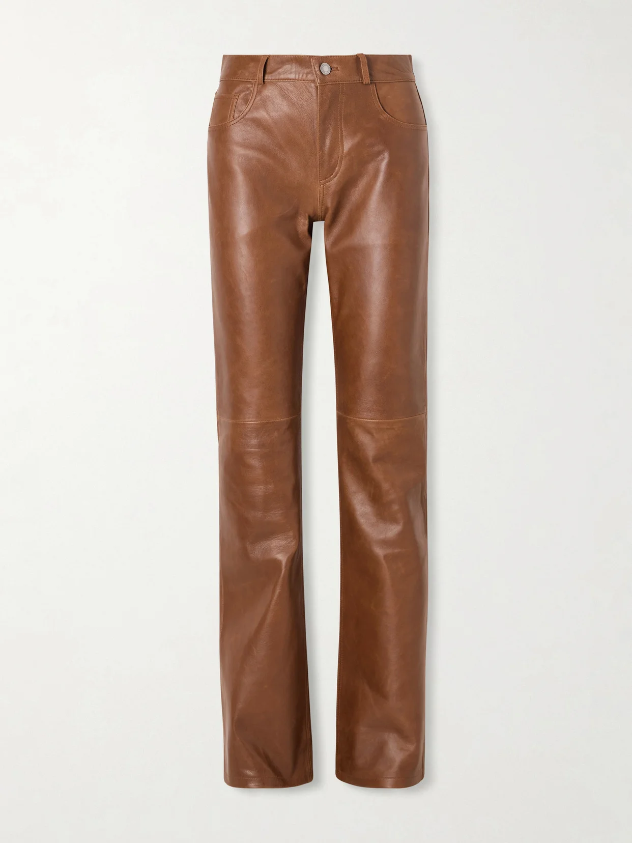 Flora Paneled Leather Straight-leg Pants - 1