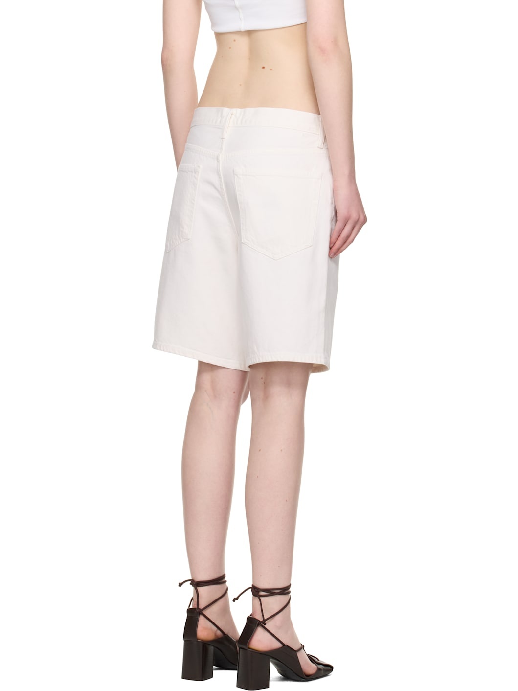 White Indra Denim Shorts - 3