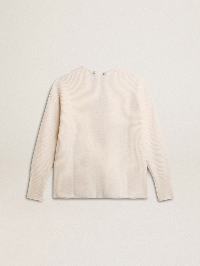 Golden Goose Ribbed wool sweater with V neck and drawstring with tassels outlook