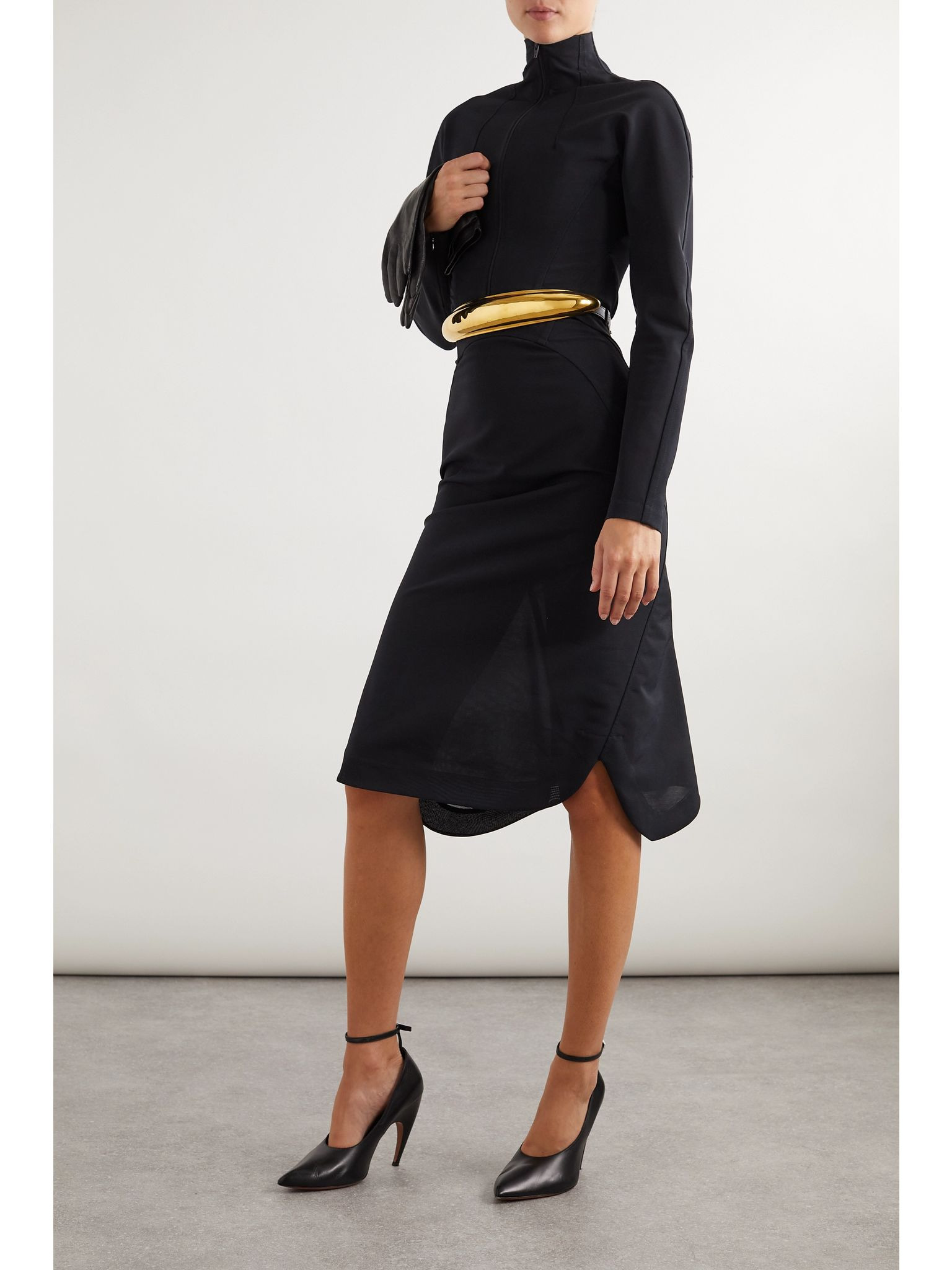 Stretch-tulle turtleneck jacket Black - 2