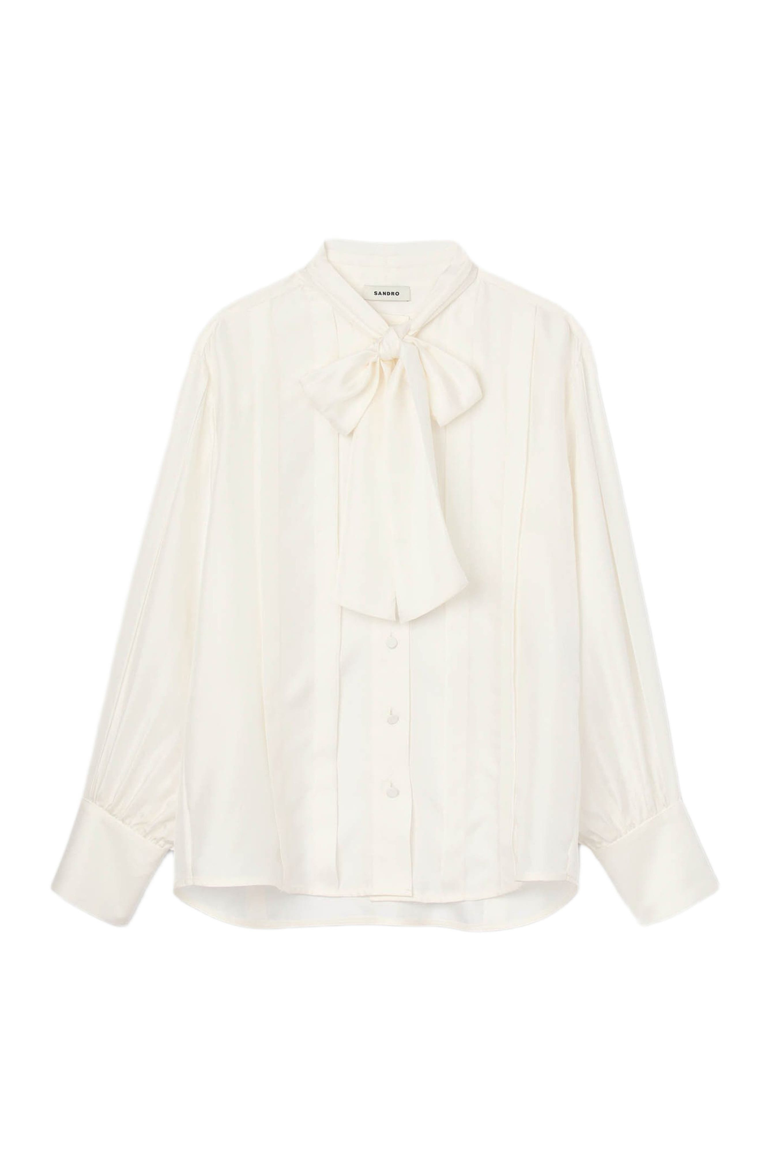 SANDRO Silk lavallière shirt in Ecru at Nordstrom - 5