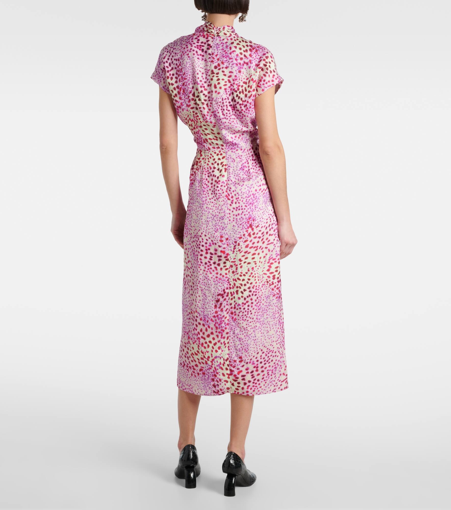 Printed satin midi dress - 3