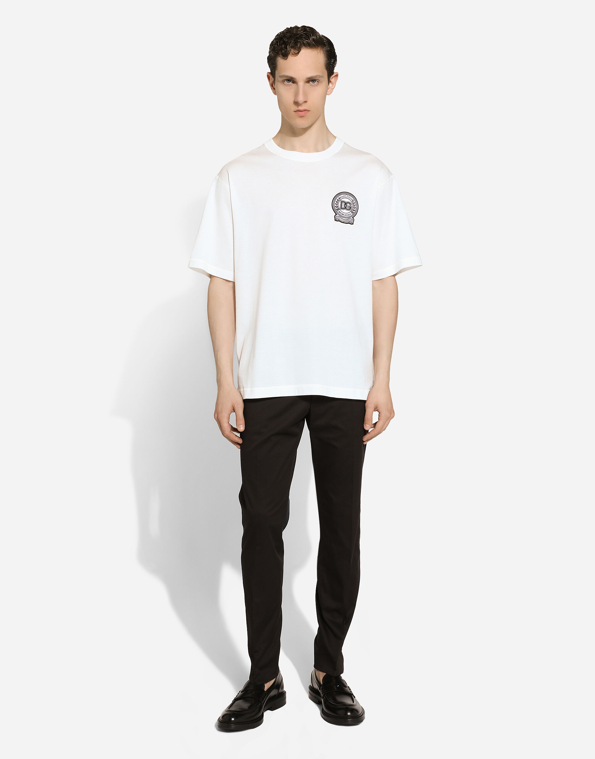 Cotton T-shirt with logo embroidery print - 2