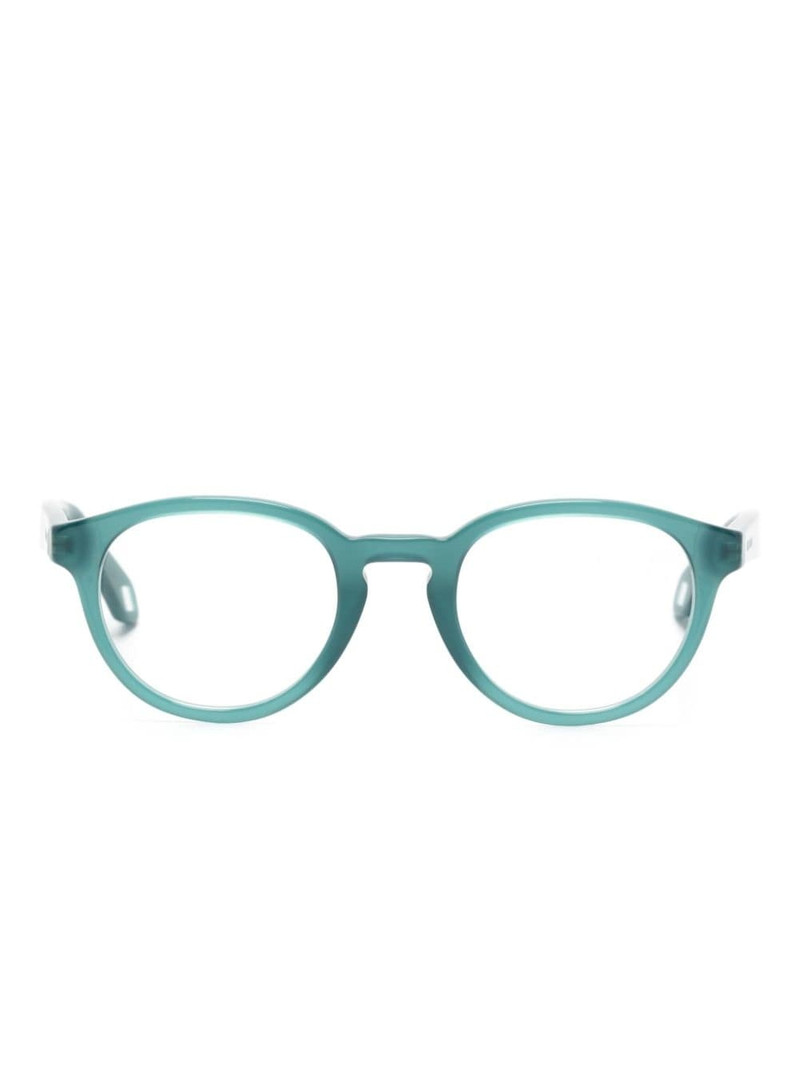 logo-engraved oval-frame glasses 1