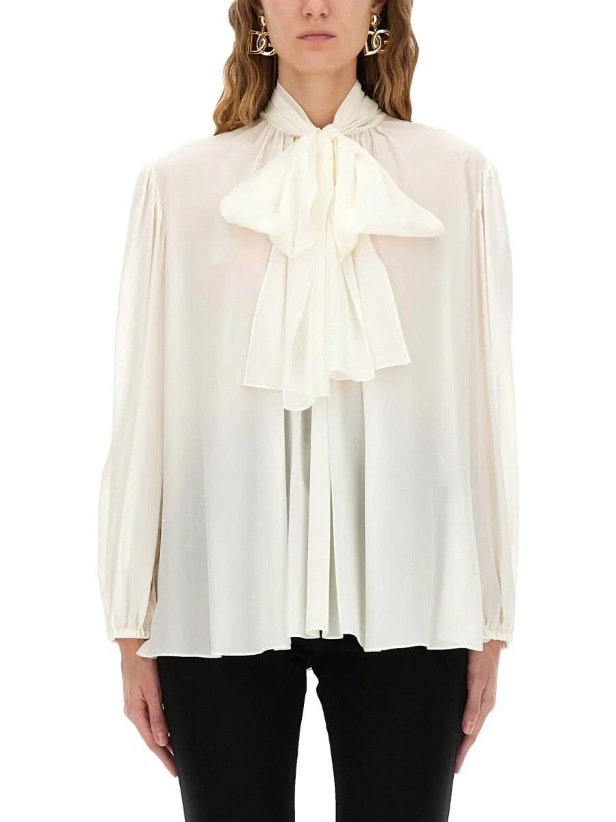 Dolce & Gabbana Silk Shirt With Scarf - 1