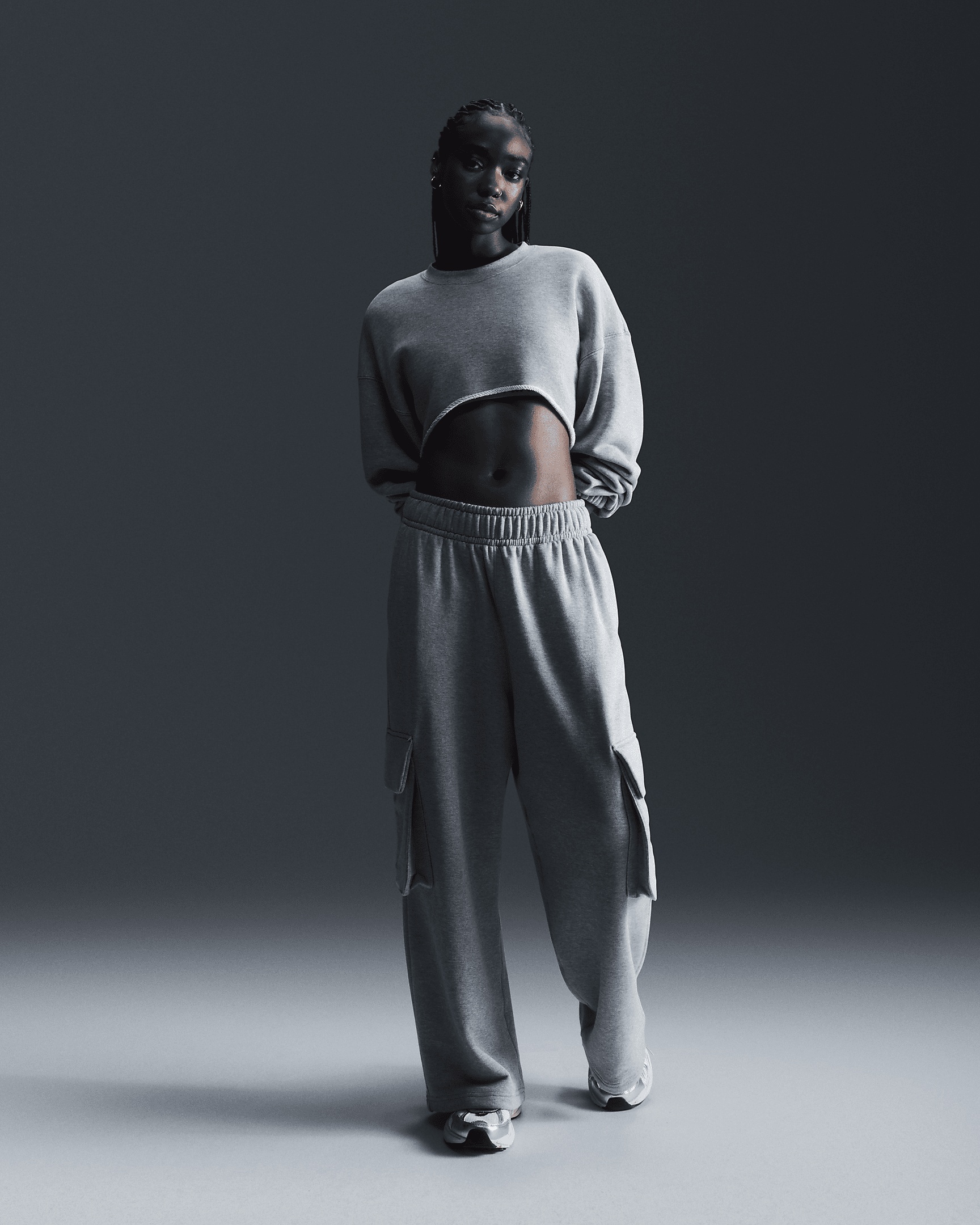 ★★Nike★★ Sportswear Oversized French Terry Shrug W Dark Nike Sportswear French Terry Black Oversized Shrug