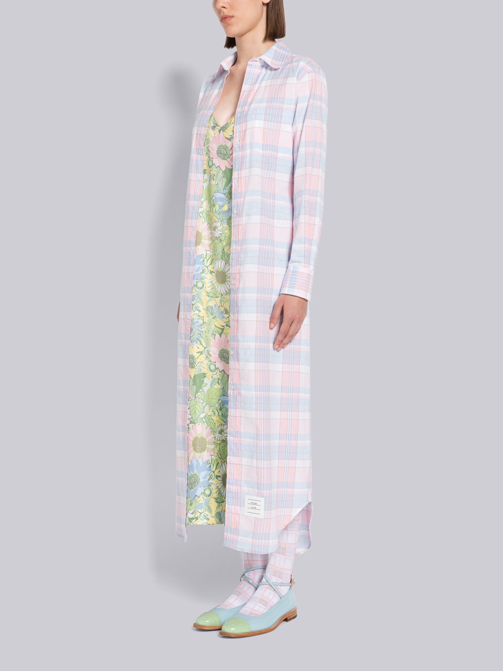 Madras Cotton Negligee Back Tab Shirtdress - 2