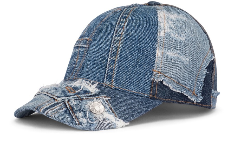 Denim patchwork baseball cap - 1
