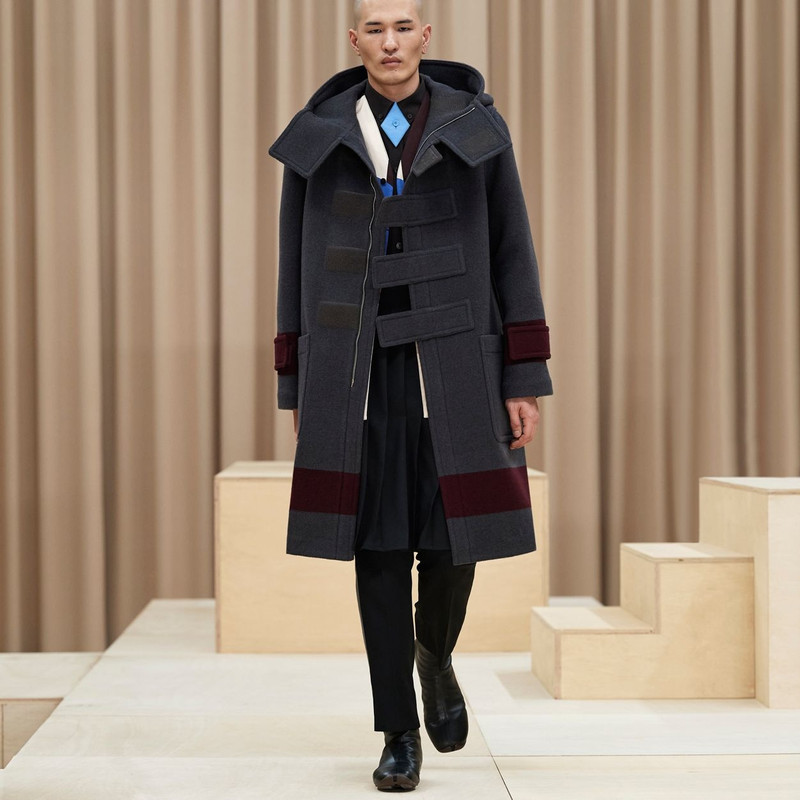 Striped Wool Duffle Coat 8