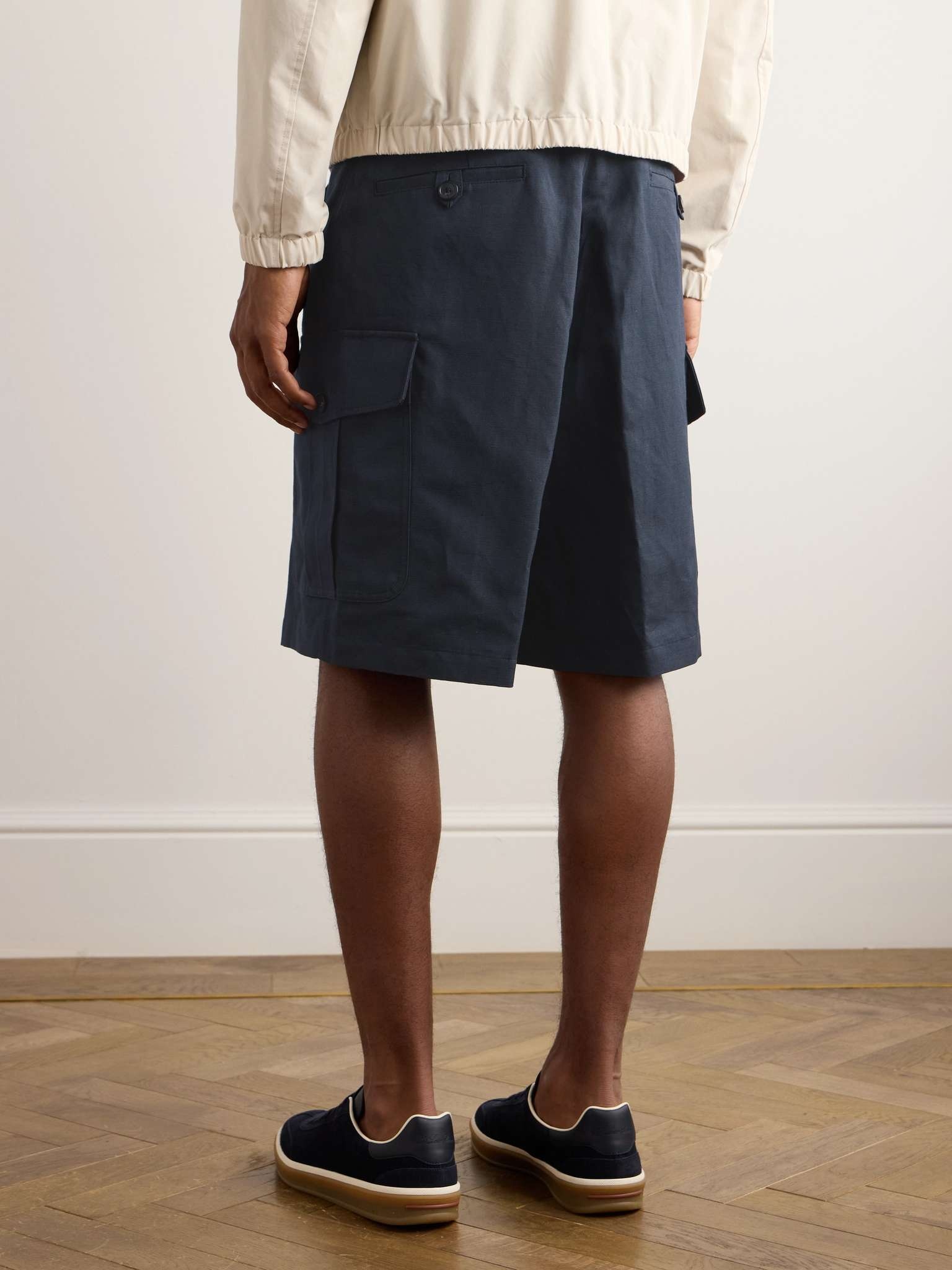 Bizen Wide-Leg Cotton and Linen-Blend Canvas Cargo Shorts - 4