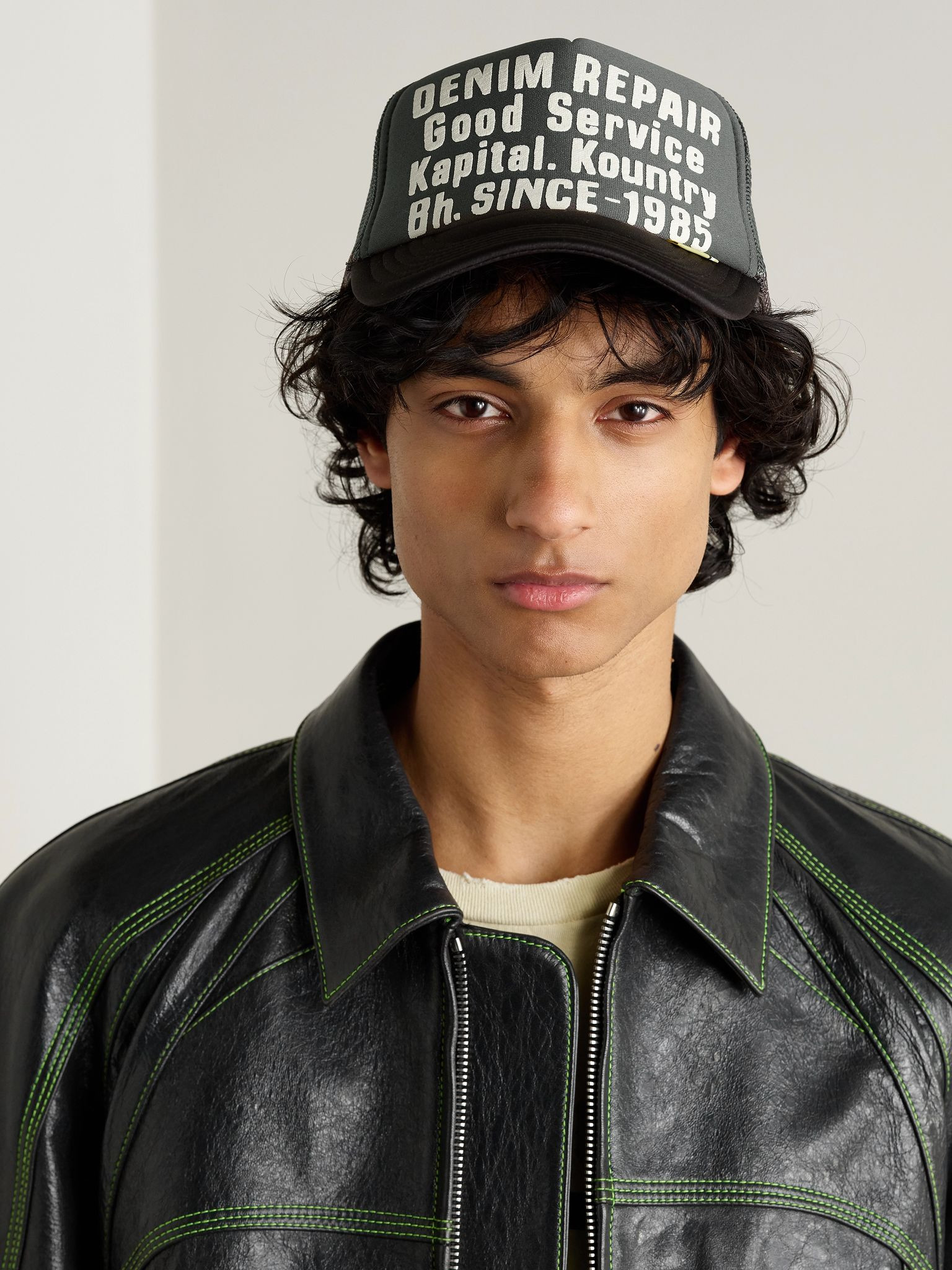Printed Scuba and Mesh Trucker Cap Gray - 2