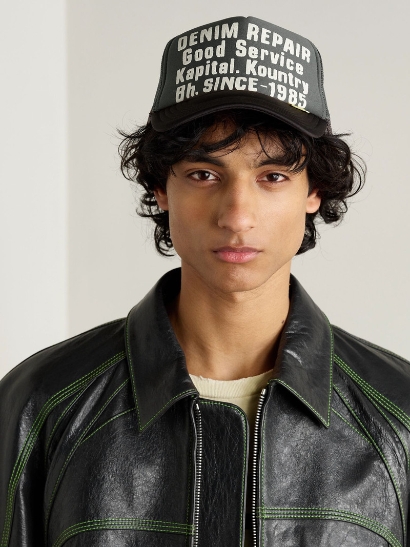Kapital Printed Scuba and Mesh Trucker Cap Gray outlook