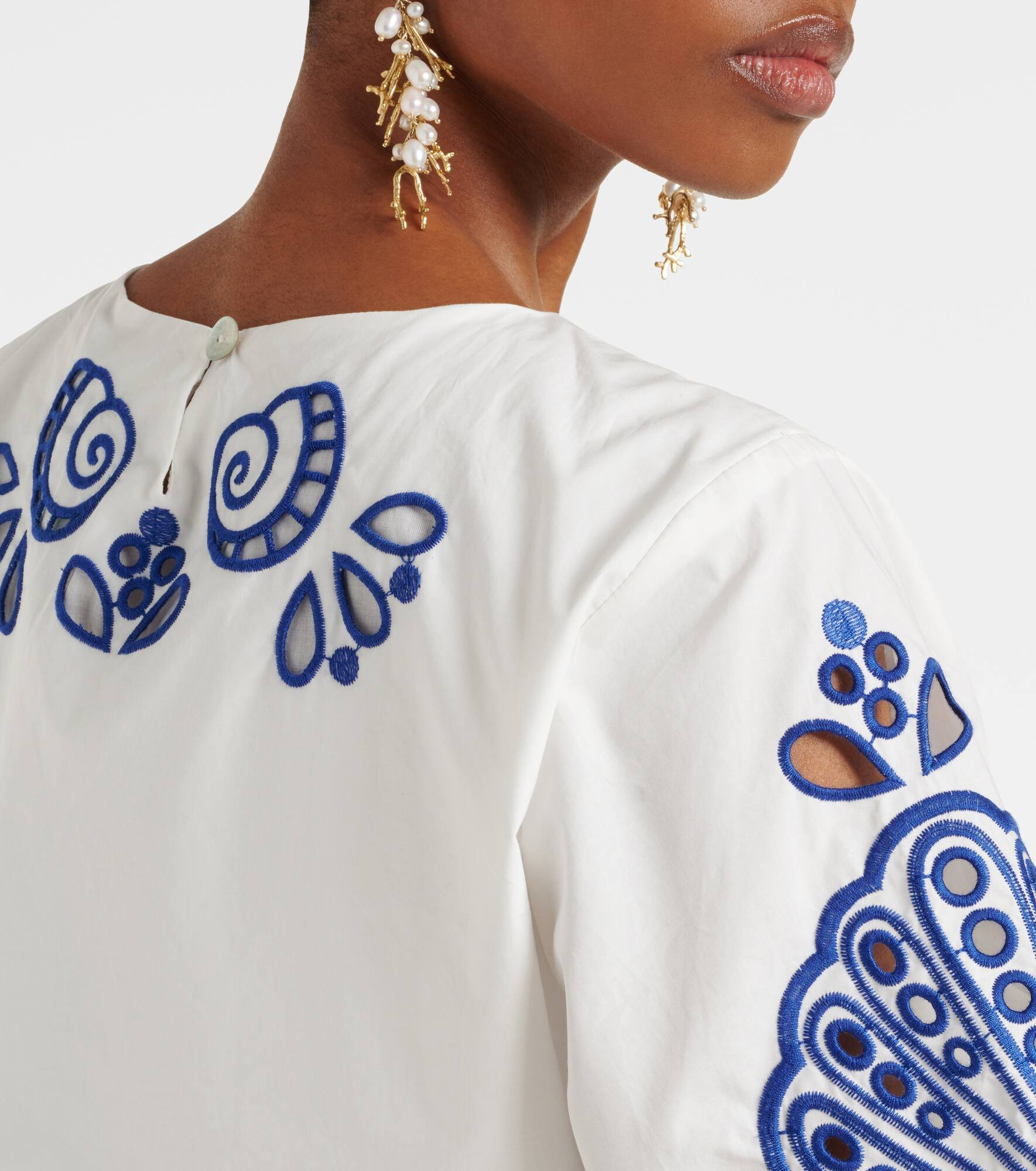 Embroidered cotton crop top - 5