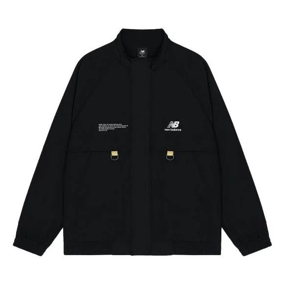 New Balance Men's New Balance Alphabet Pattern Solid Color Jacket Black AMJ13362-BK - 1