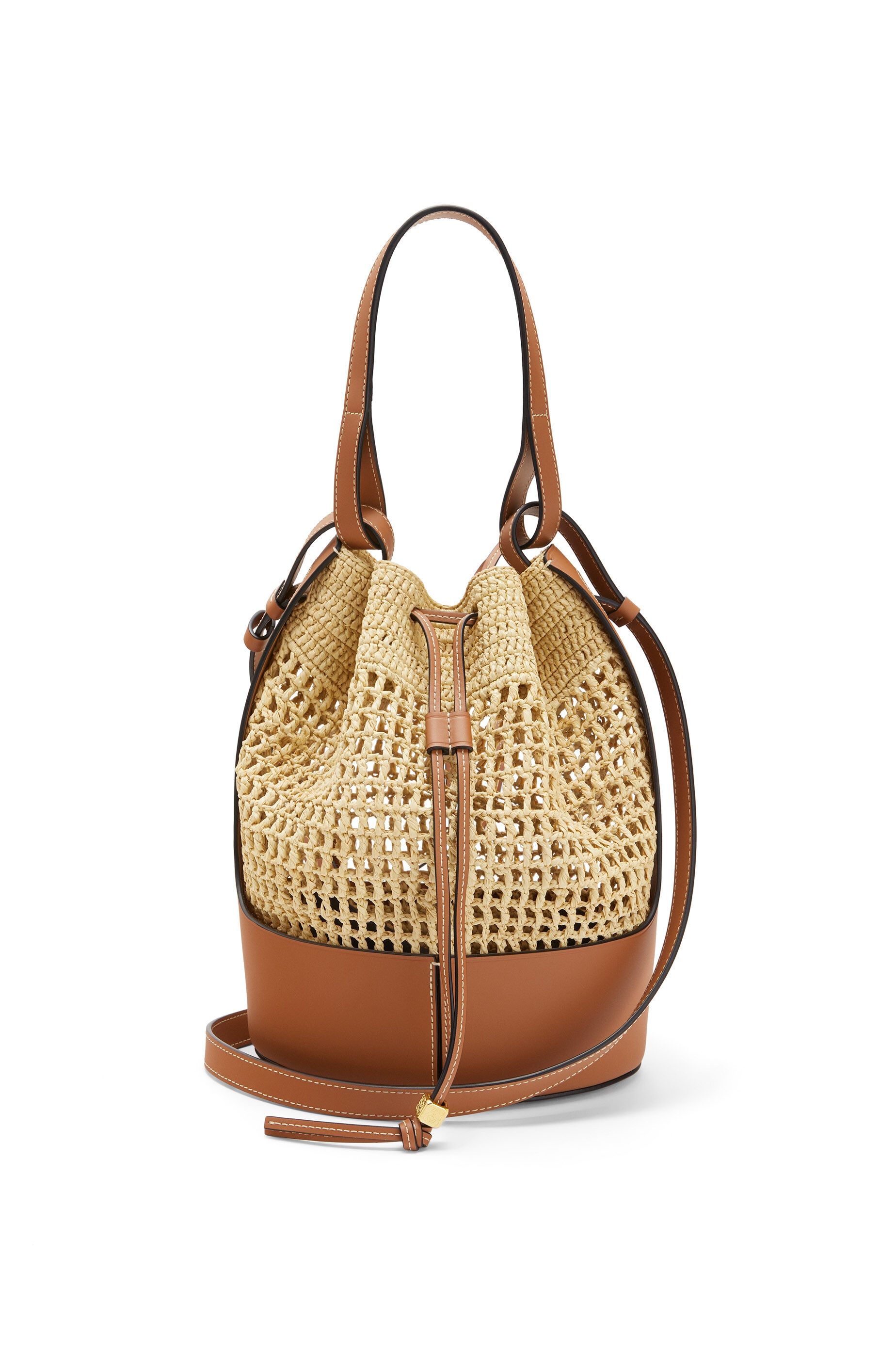 Balloon bag in raffia and calfskin - 1