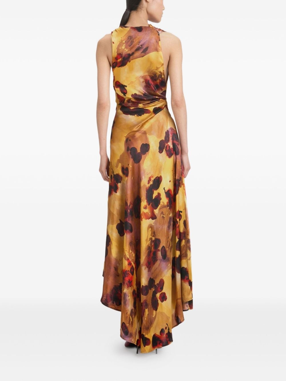draped floral-print asymmetric dress - 4