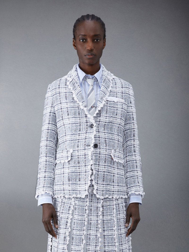Thom Browne Prince of Wales Chenille Tweed Wave Classic Sport Coat outlook