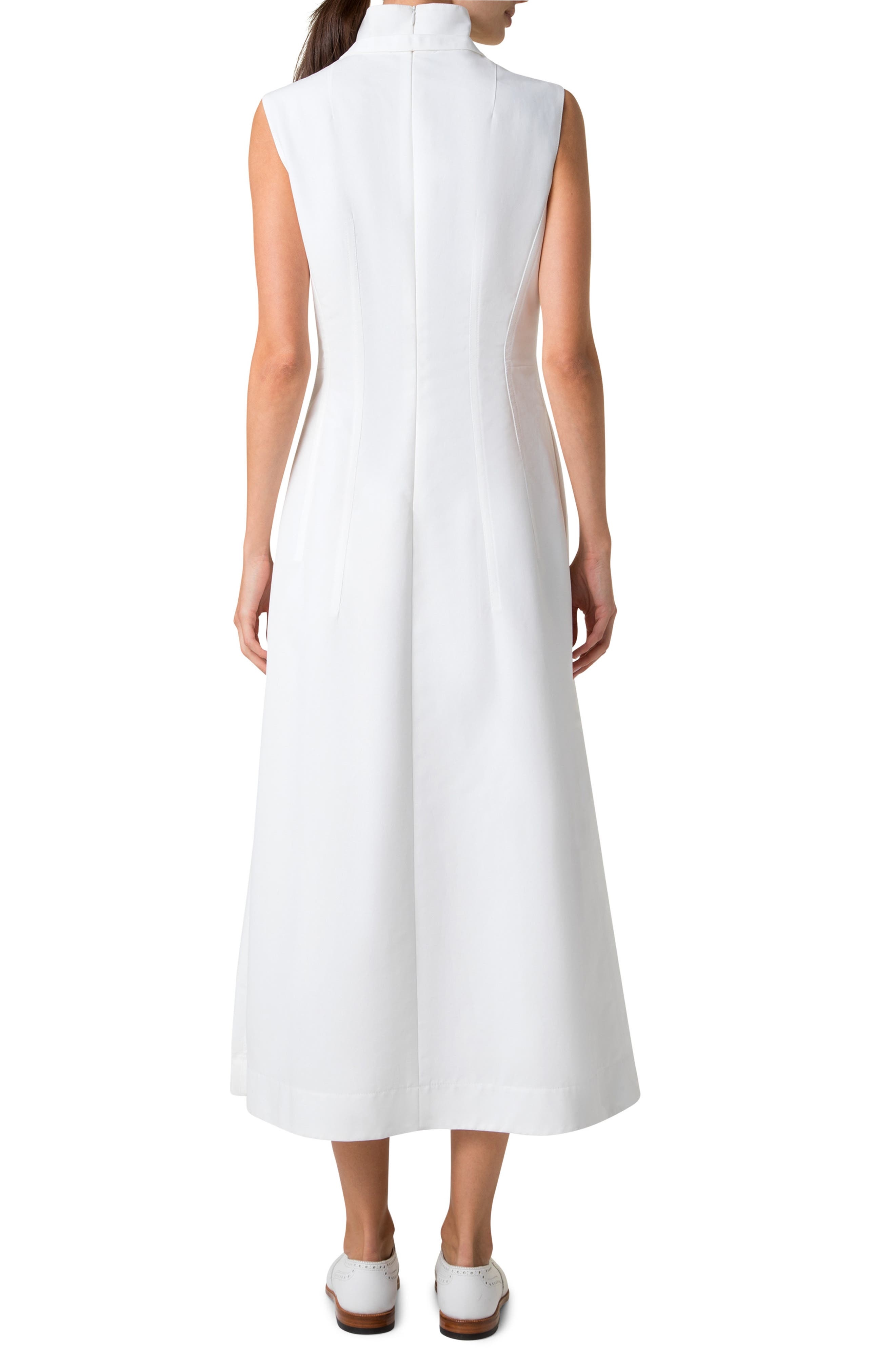 Akris Tie Neck Sleeveless Maxi Dress in Pure White at Nordstrom - 2